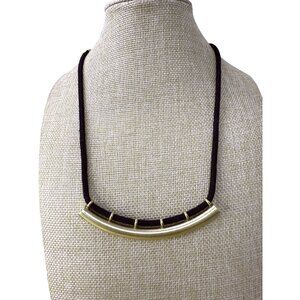 Madewell Black Cord Necklace with Gold Tube Accent